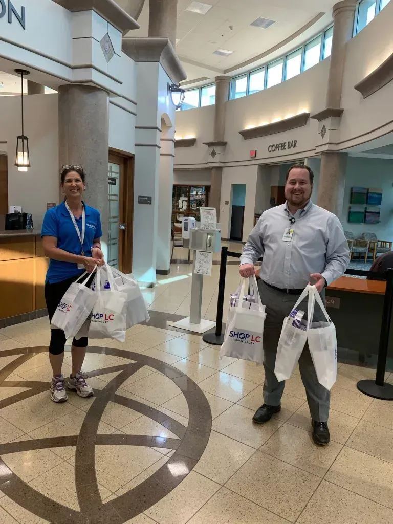 Shop LC donating face masks to Cedar Park Medical Center.
