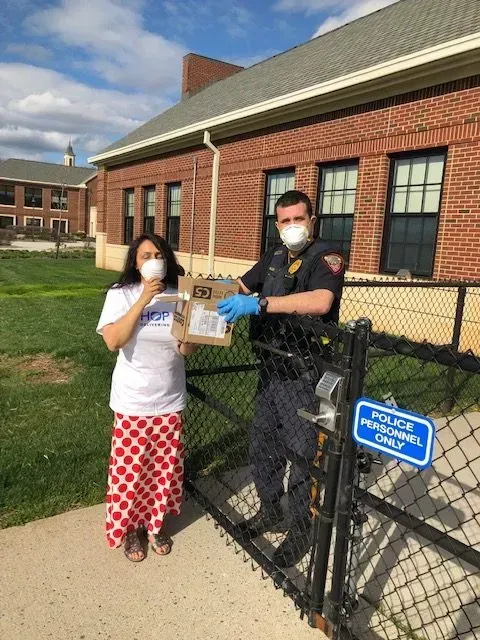 Shop LC donating face masks to Bridgewater police department.