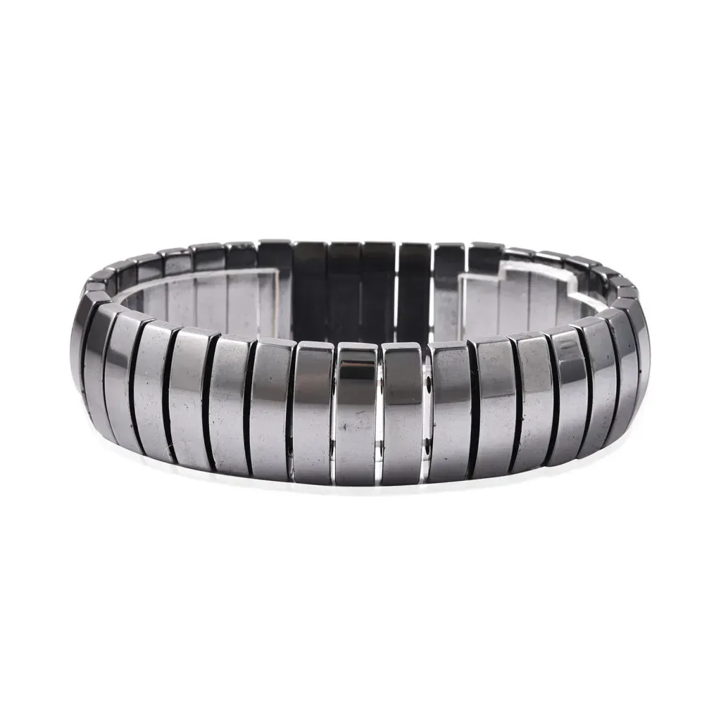 Gray hematite men's stretch bracelet.