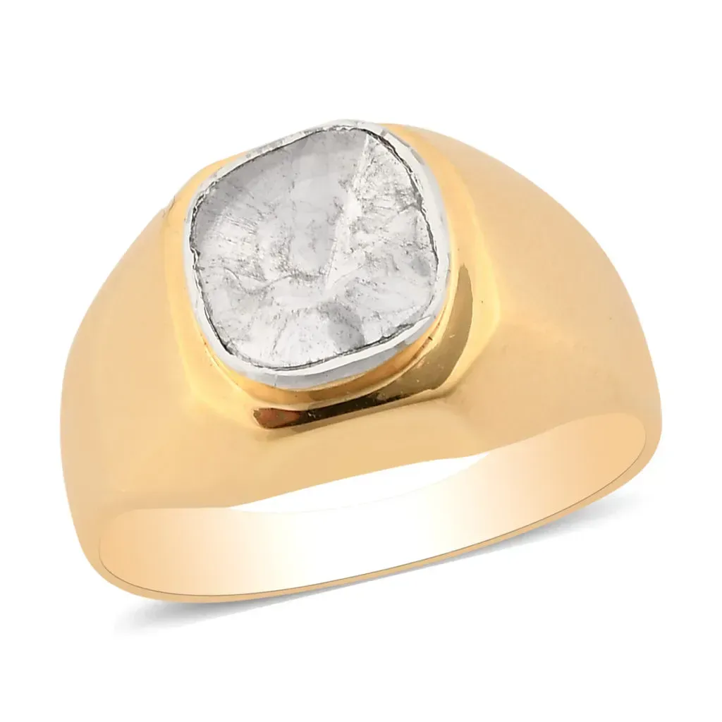 Polki diamond yellow fold ring for men.
