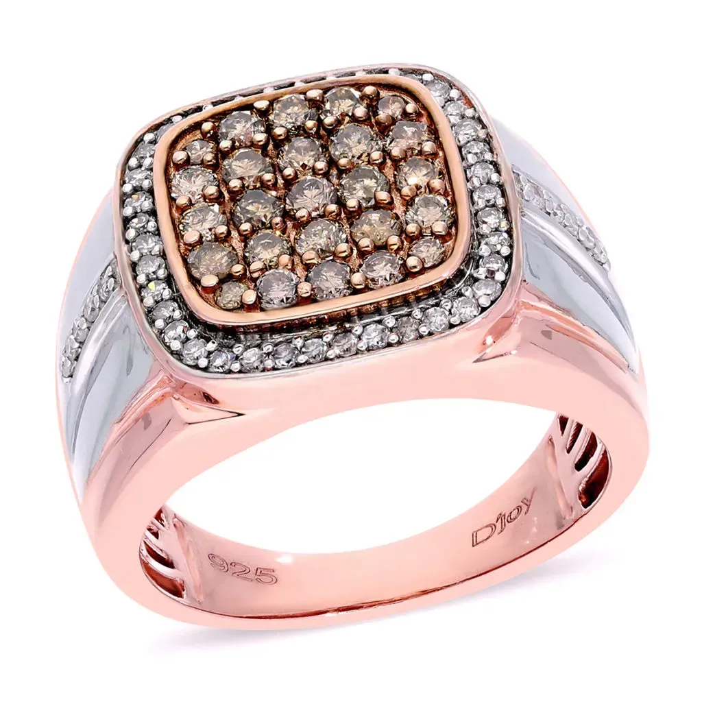 Champagne diamond rose gold ring for men.