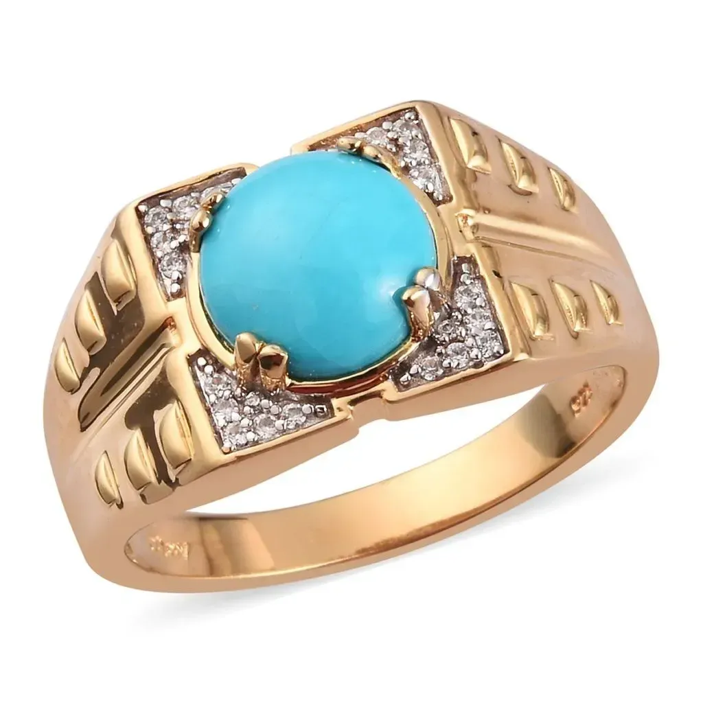 Sleeping Beauty Turquoise ring in gold for men. 