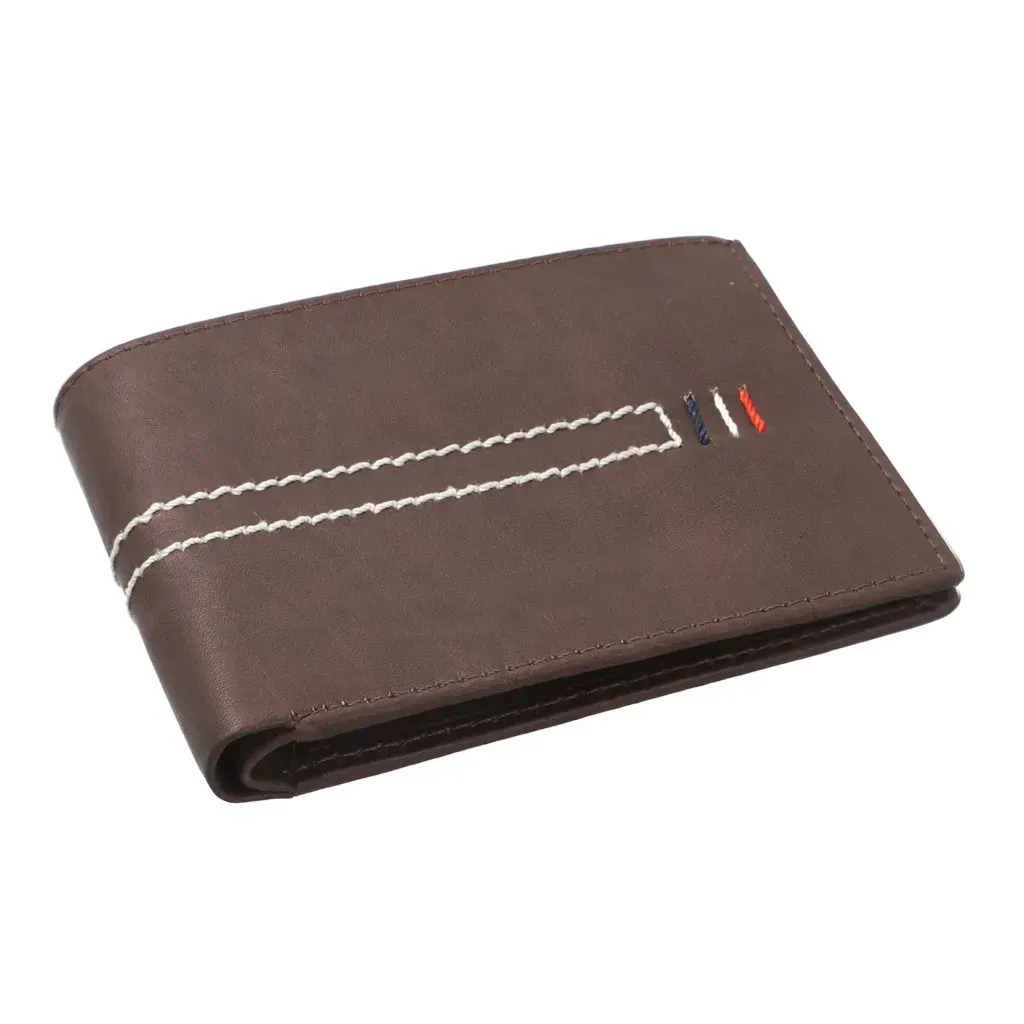 PASSAGE Brown Genuine Leather RFID Bi-Fold Men's Wallet