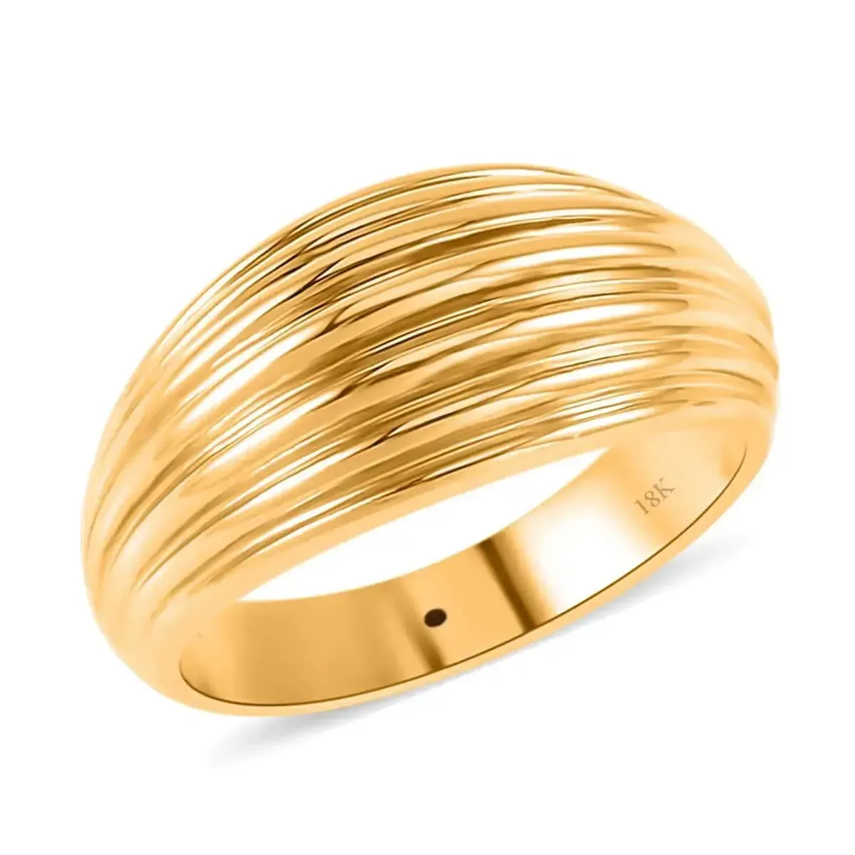 Iliana 18K Yellow Gold Electroform Dome Shape Ring on white background. 