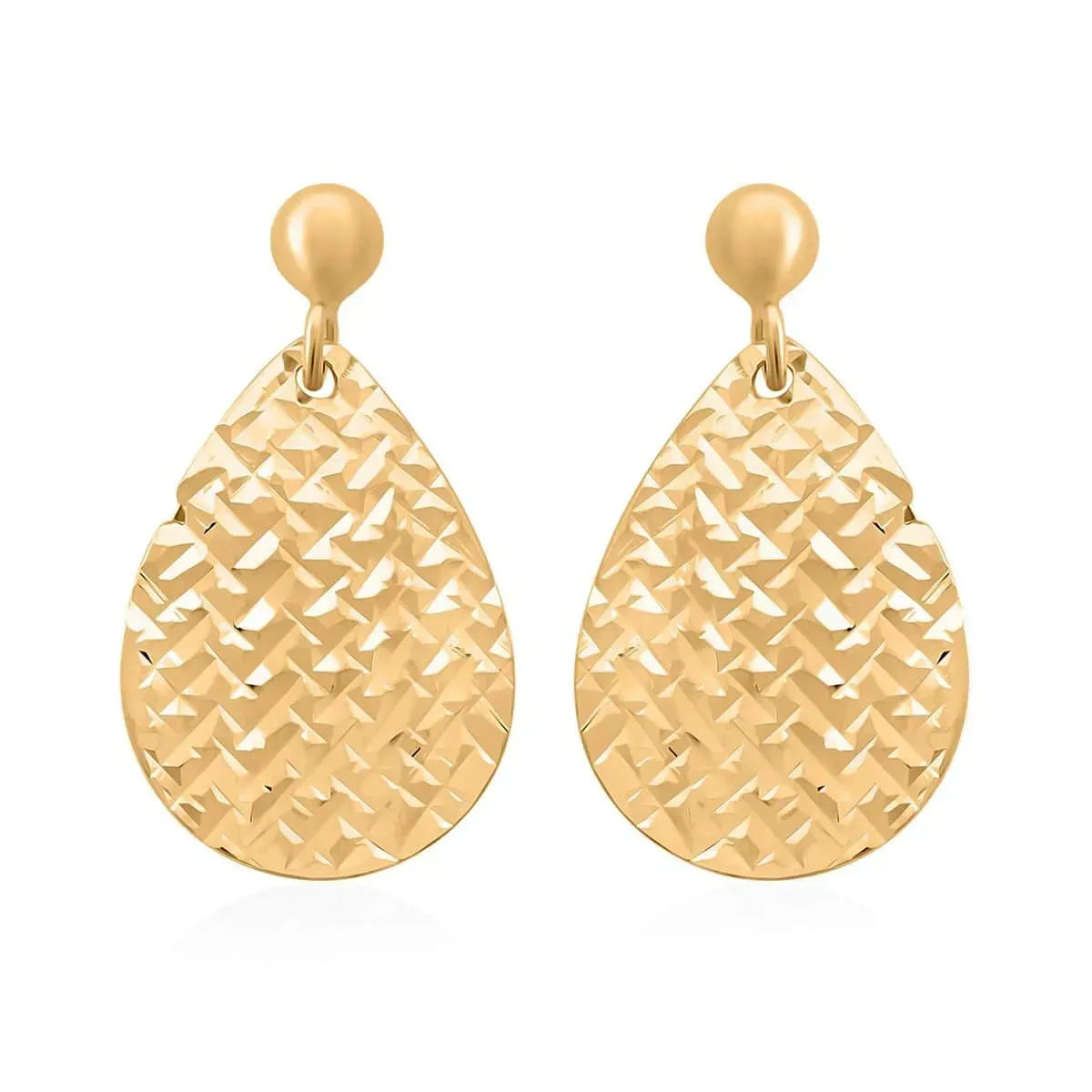 Italian 10K Yellow Gold Diamond-cut Drop Earrings 1.25 Grams