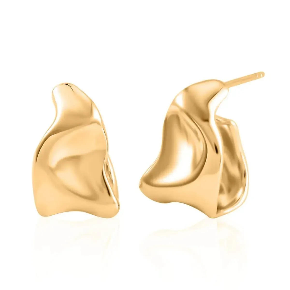14K Yellow Gold Over Sterling Silver Earrings on white background.