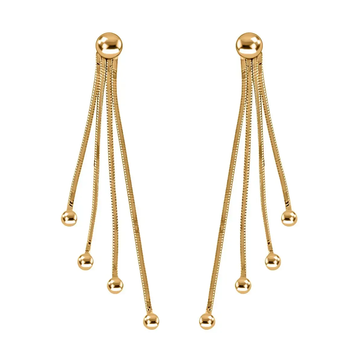 14K Yellow Gold Over Sterling Silver Tassle Dangle Earrings
