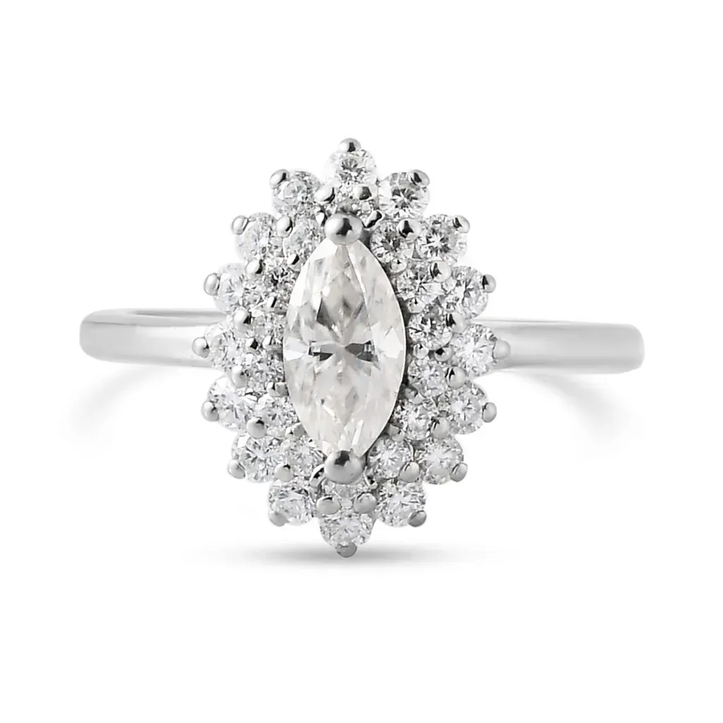 Moissanite Cocktail Ring in Platinum Over Sterling Silver