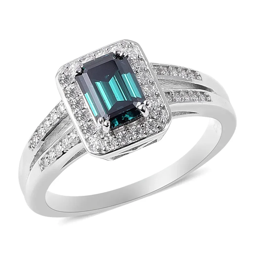 Blue moissanite ring. 