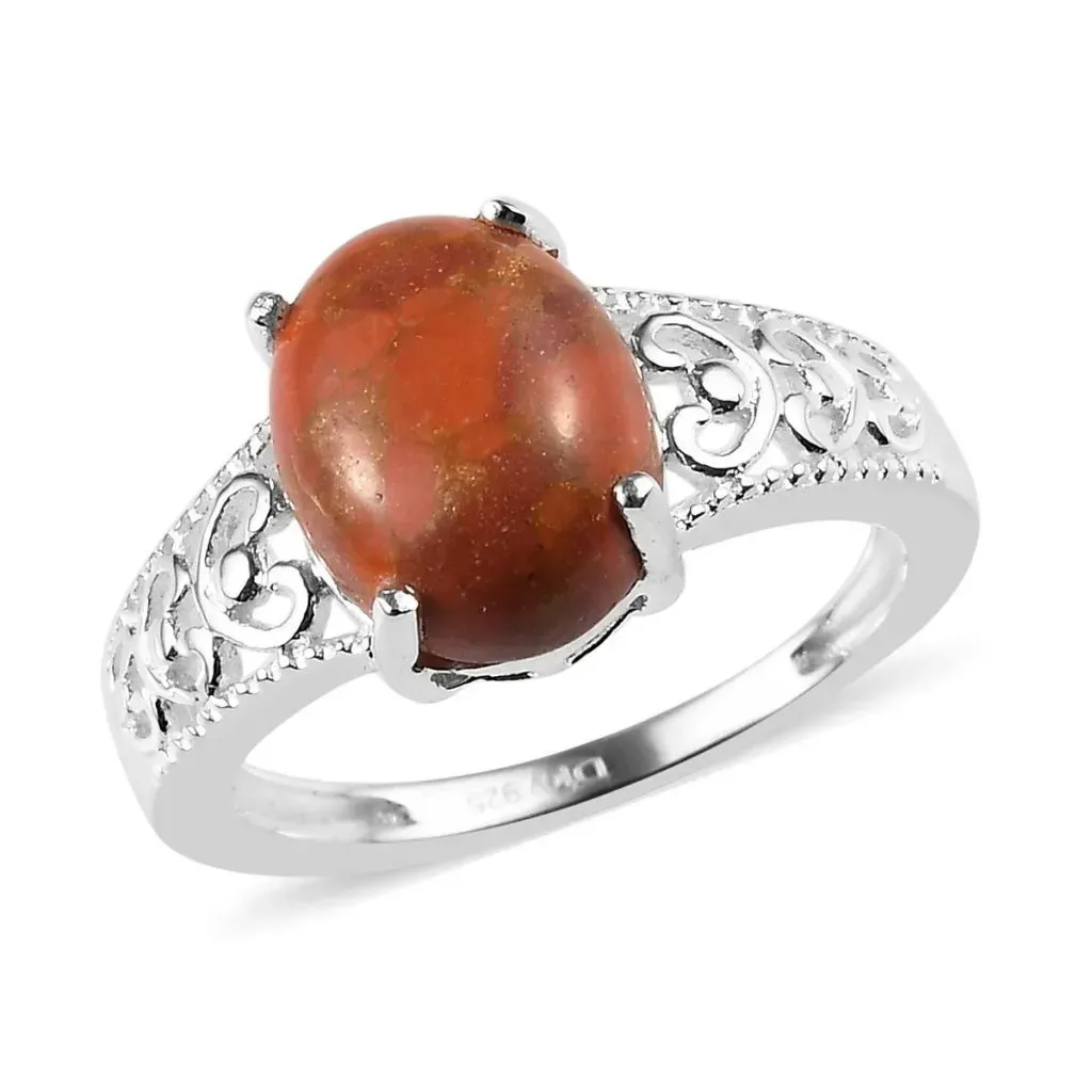 Orange Mojave Turquoise ring in sterling silver. 