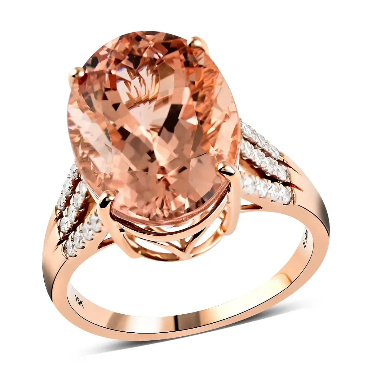 One Of A Kind Certified Iliana 18K Rose Gold AAA Marropino Morganite and Diamond Ring