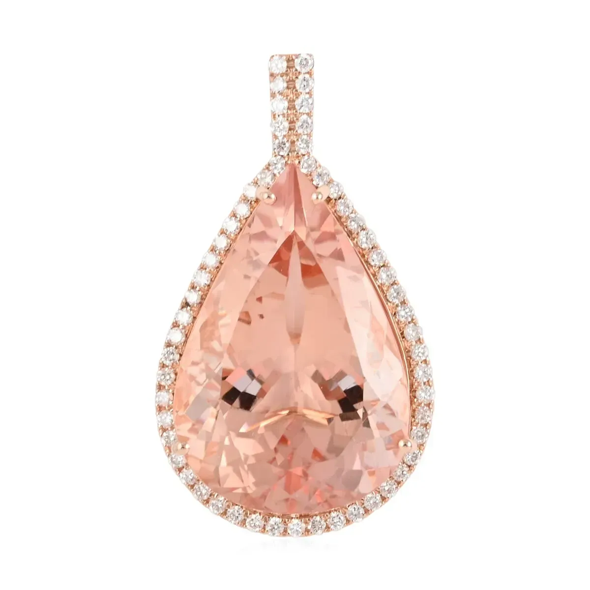 One Of A Kind Certified Iliana 18K Rose Gold AAA Marropino Morganite and Diamond Drop Pendant