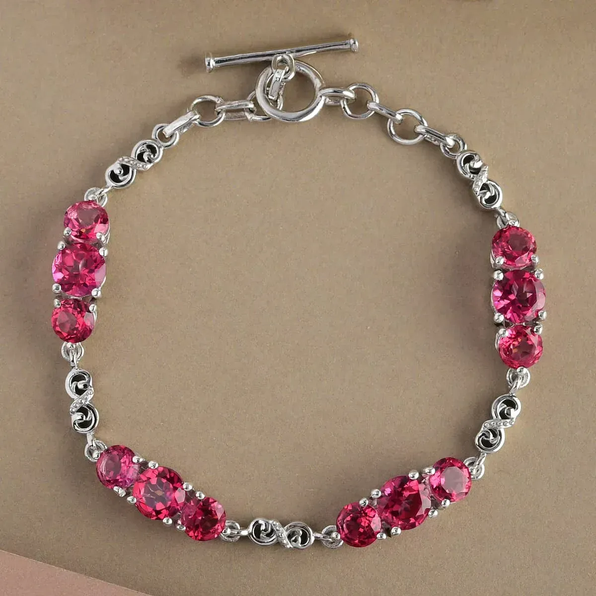 Pure Pink Mystic Topaz Infinity Link Bracelet in Platinum Over Sterling Silver 