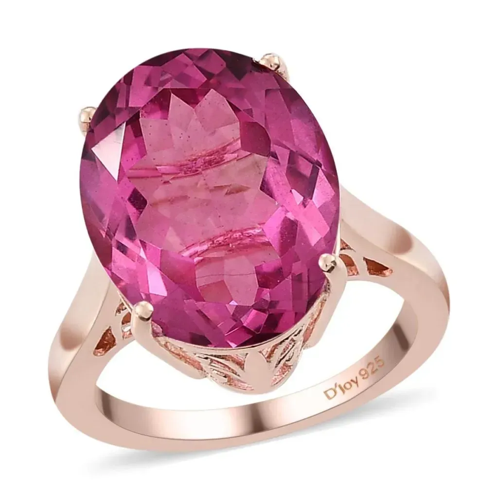 Pure Pink Mystic Topaz Solitaire Ring in Vermeil Rose Gold Over Sterling Silver 12.35 ctw