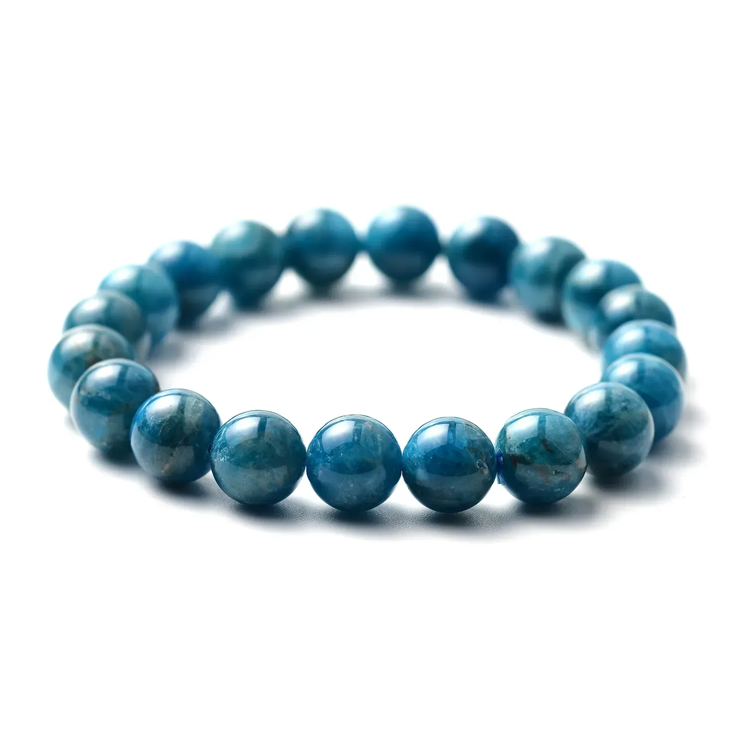 Opaque Blue Stone Beaded Stretch Bracelet
