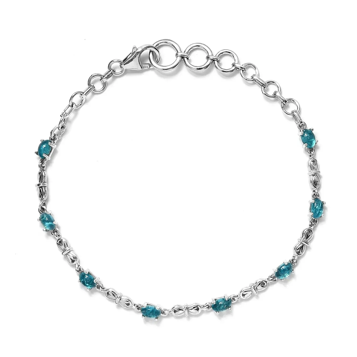 Malgache Neon Apatite Adjustable Station Bracelet in Platinum Over Sterling Silver