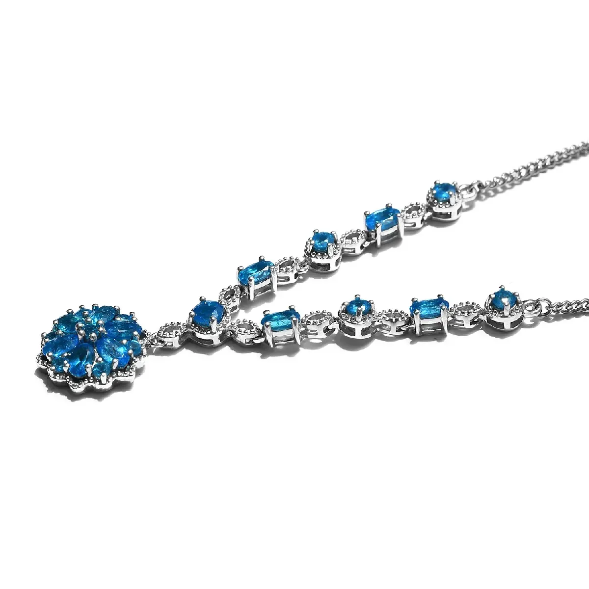 Malgache Neon Apatite Necklace 18 Inches in Platinum Over Sterling Silver