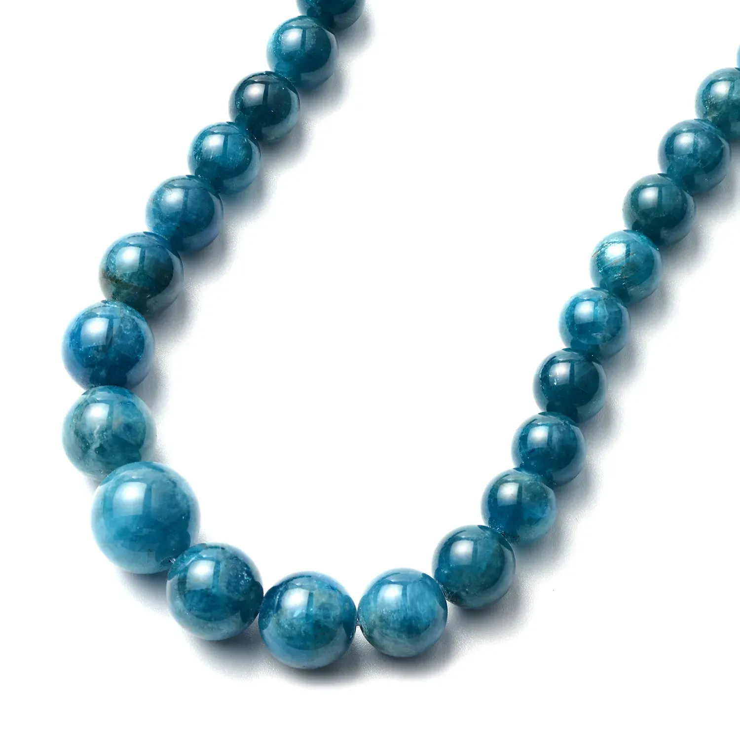 Blue Stone Beaded Necklace 20 Inches in Rhodium Over Sterling Silver