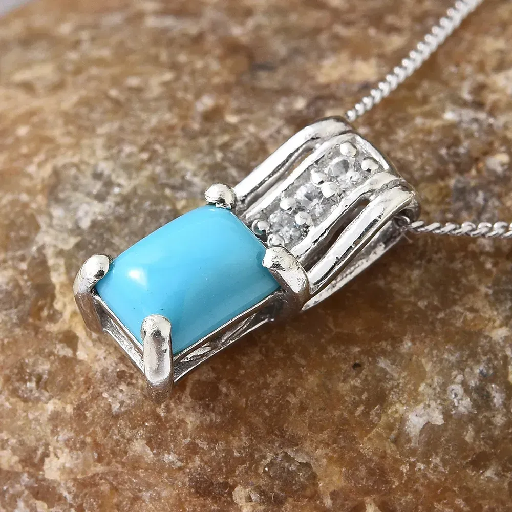 Turquoise pendant in sterling silver. 