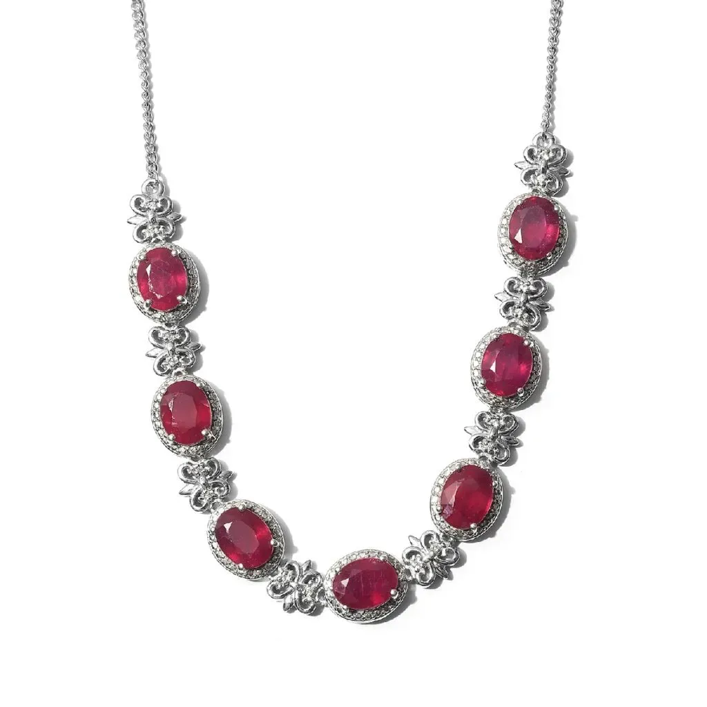 Niassa ruby necklace in sterling silver. 