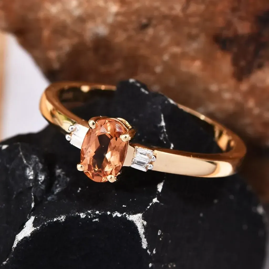 ILIANA AAA Premium Imperial Topaz, Diamond Accent Ring in 18K Yellow Gold