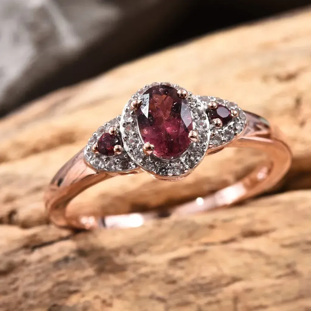 Pink tourmaline October birthstone ring.