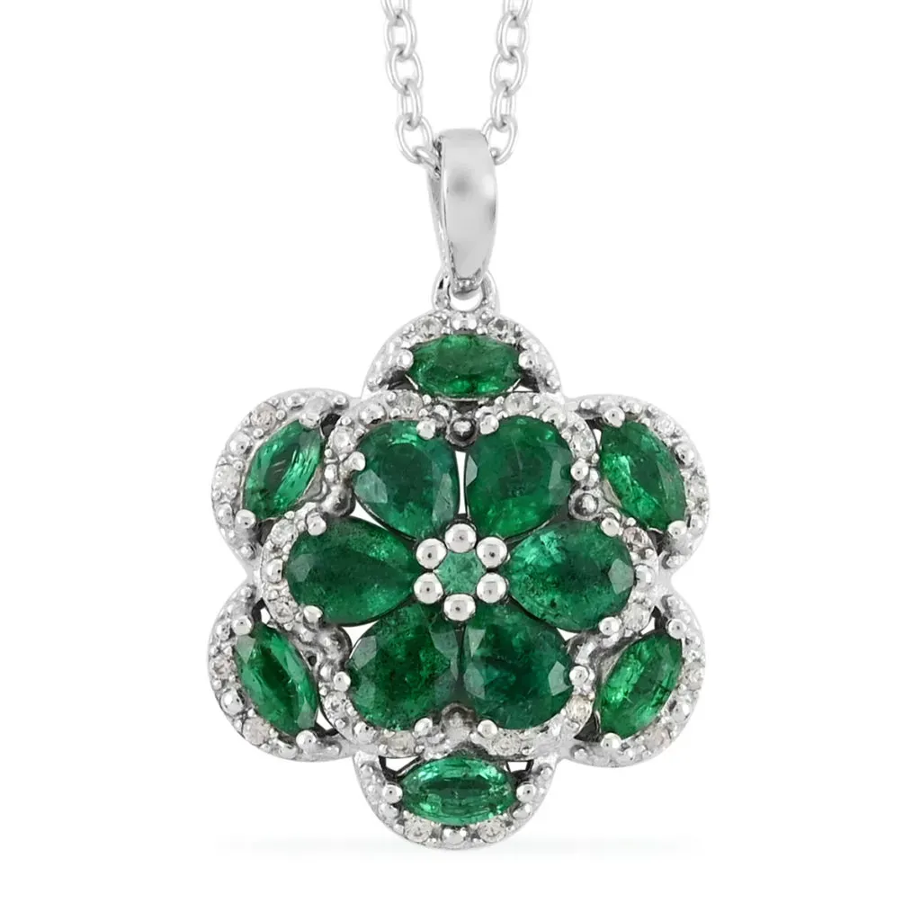 AAA emerald pendant in sterling silver.