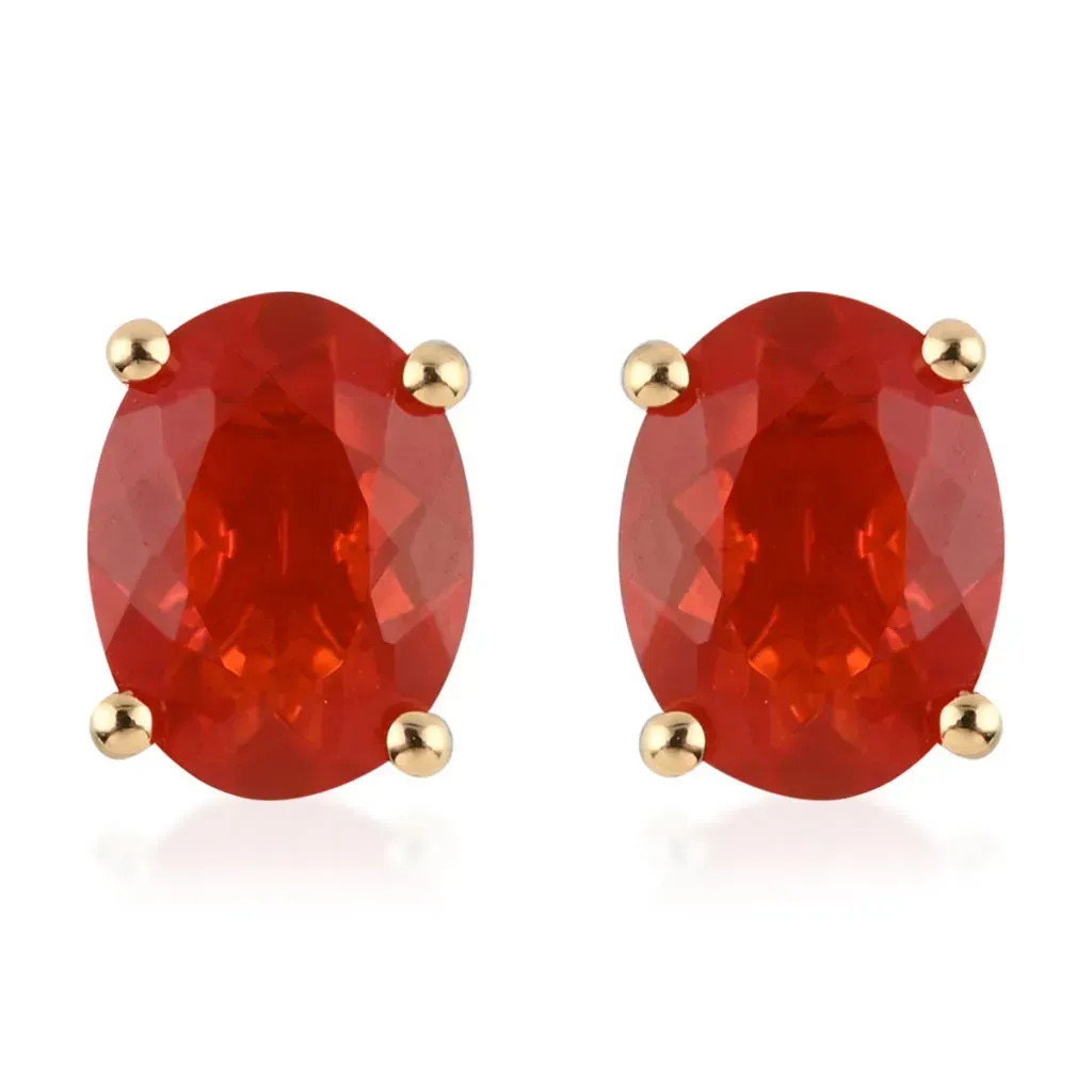 Fire opal stud earrings.