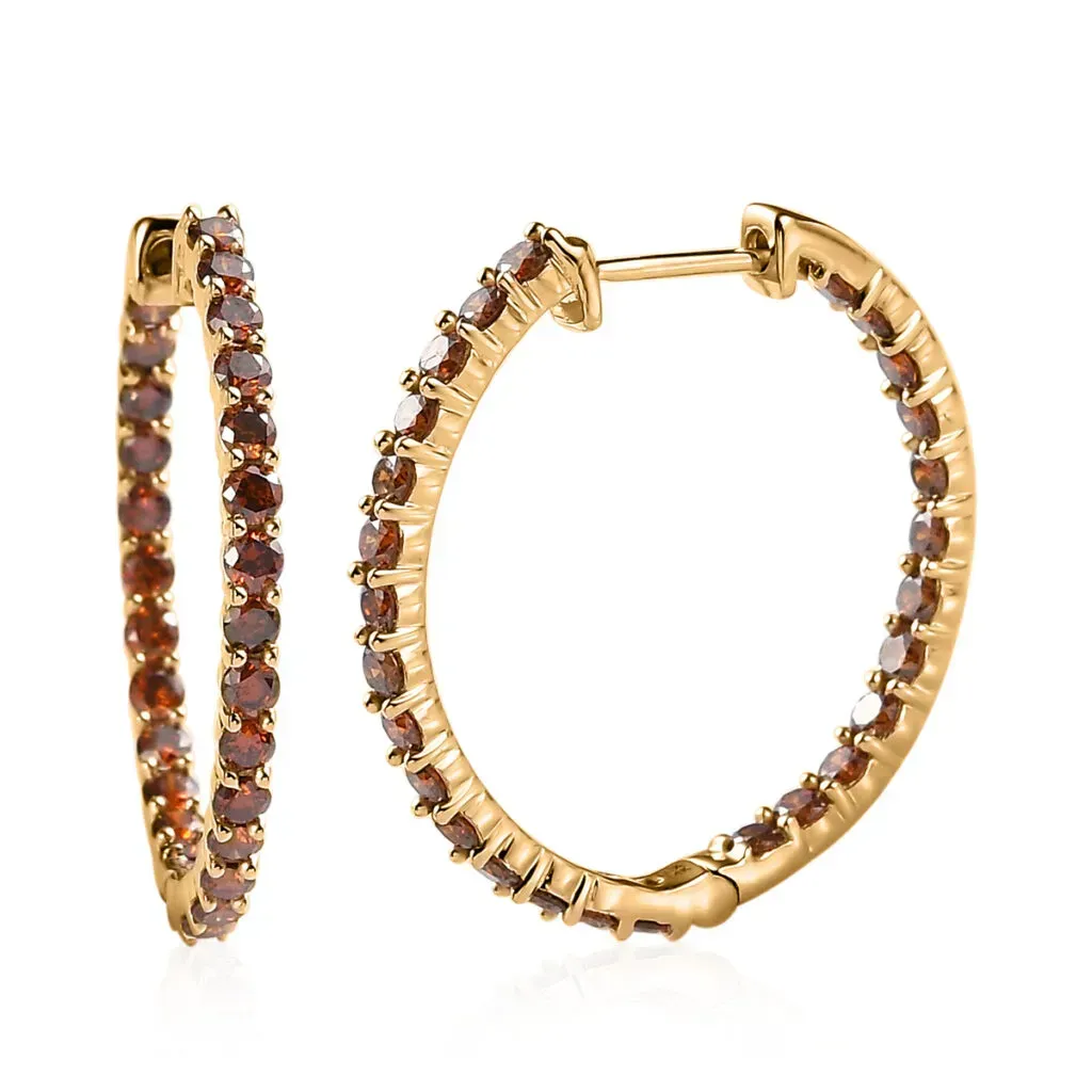 Orange diamond hoop earrings