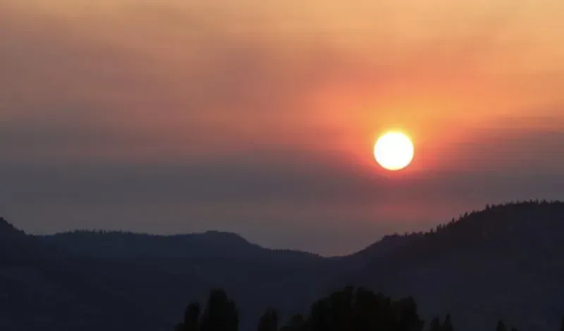 A smoky sunrise in Southwest Oregon.