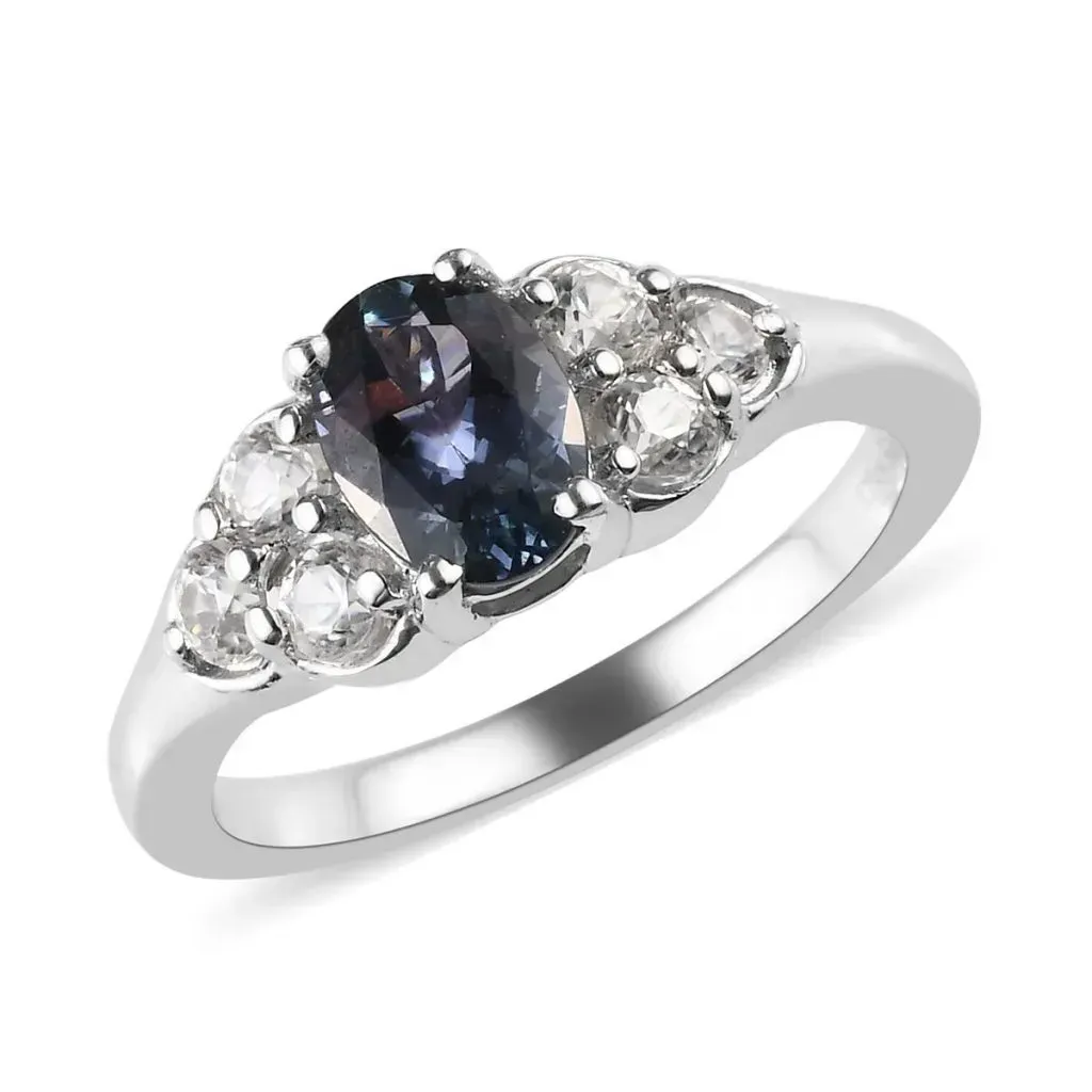Silver Peacock Tanzanite ring. 