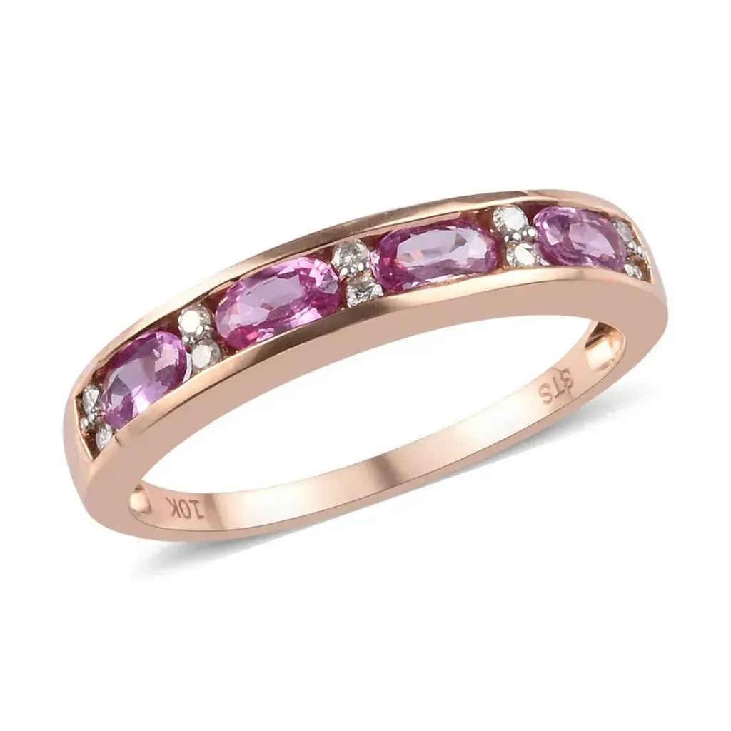 Rose gold pink sapphire band ring. 