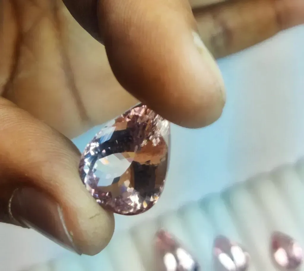 pear shaped pink tourmaline gemstone