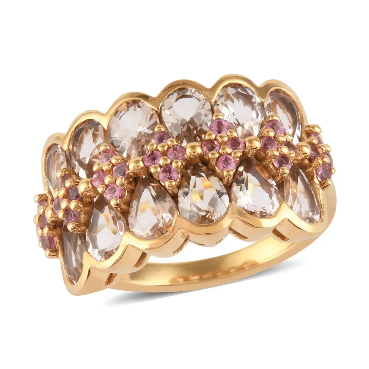 Pink tourmaline ring yellow gold.