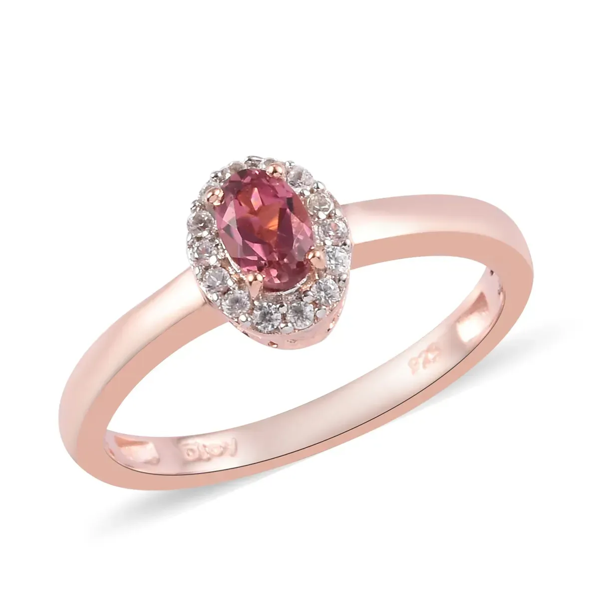 Pink tourmaline halo ring.