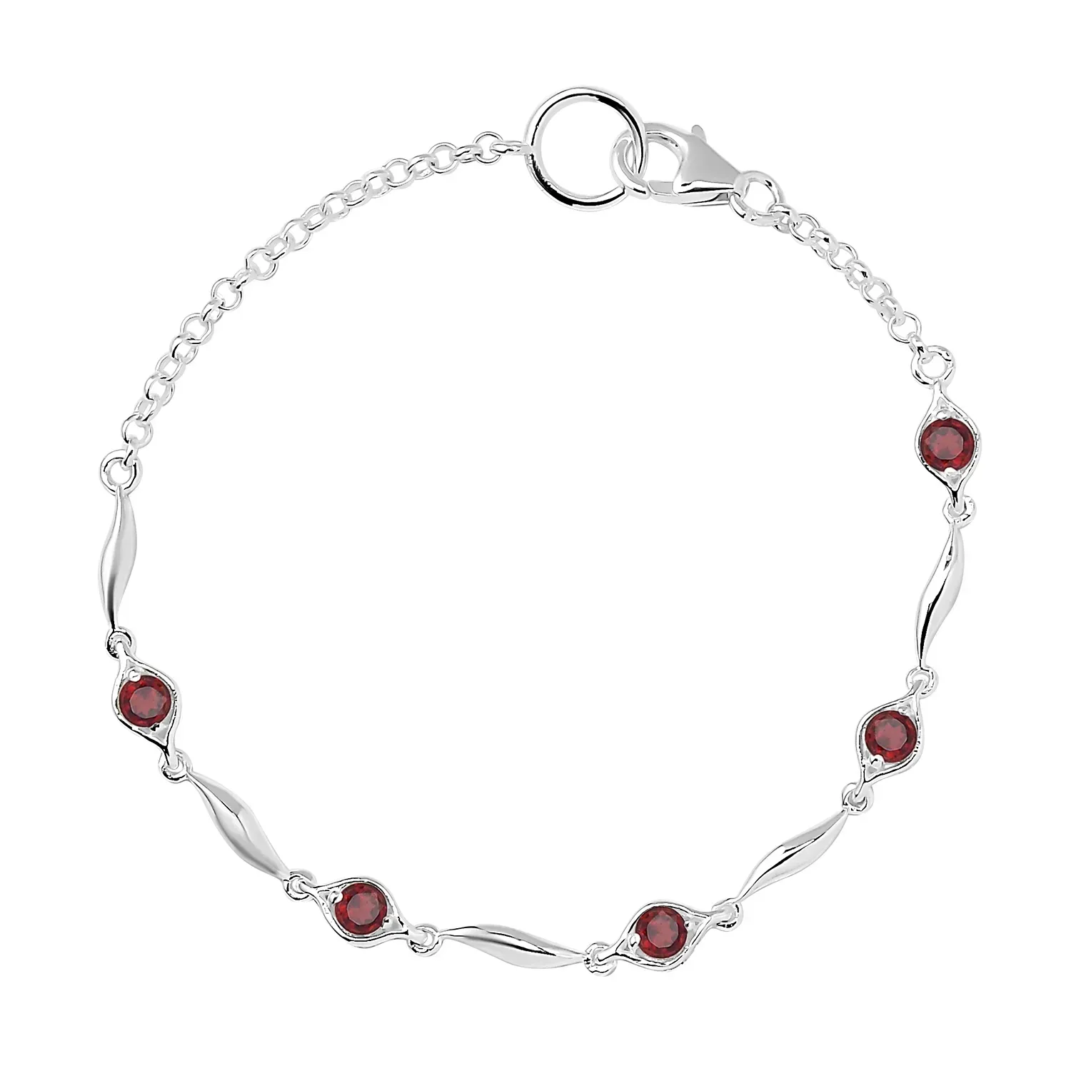 Mozambique Garnet Station Bracelet in Sterling Silver (7.25 In) 1.10 ctw