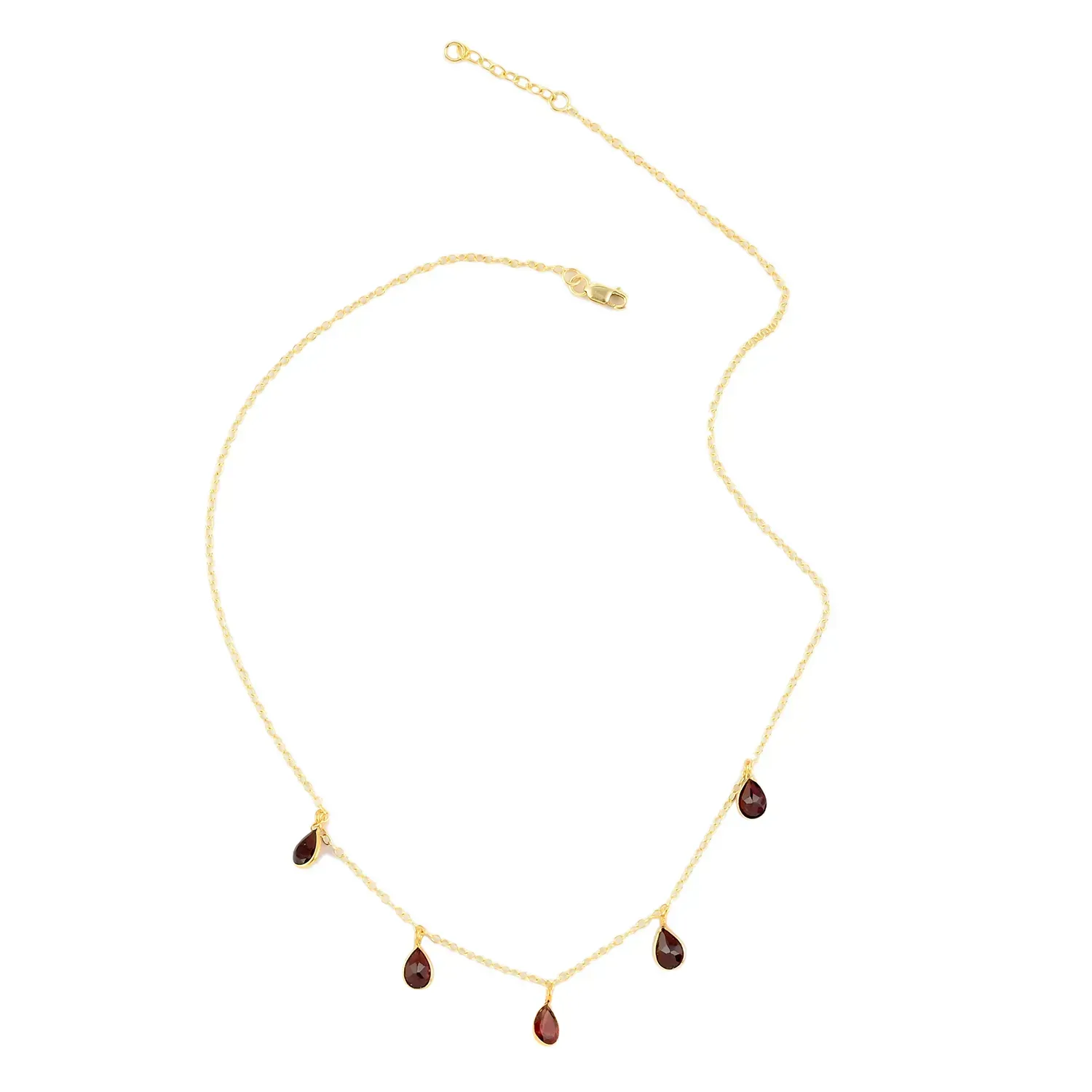 Mozambique Garnet Drop Necklace 17 Inches in 14K Yellow Gold Over Sterling Silver 2.75 ctw