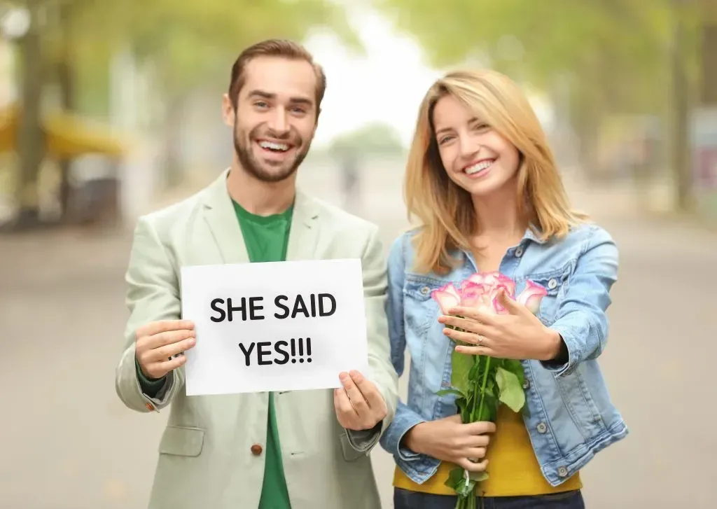Couple celebrating their engagement. 
