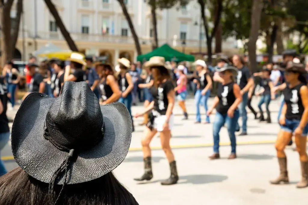 Western-themed flash mob.