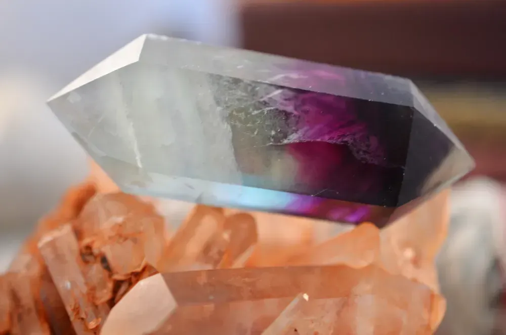 Rainbow fluorite crystal.