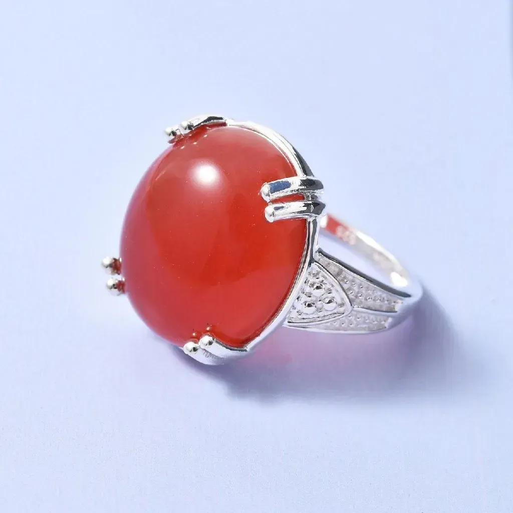 Red agate ring in sterling silver.