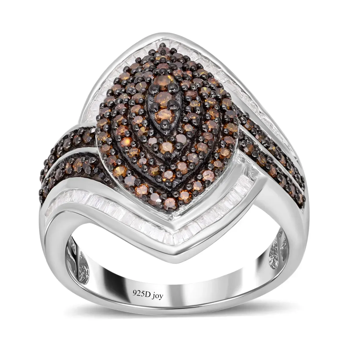 Red Diamond and White Diamond Ring in Rhodium & Platinum Over Sterling Silver