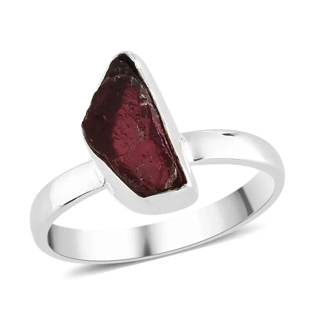 Artisan Crafted Orissa Rhodolite Garnet Solitaire Ring in Sterling Silver