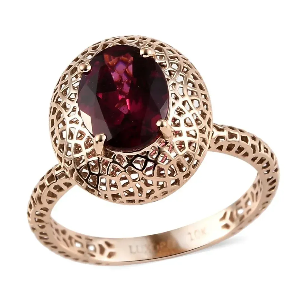 Mirage Collection LUXORO 10K Rose Gold AAAA Orissa Rhodolite Garnet Solitaire Ring