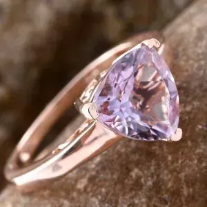 Rose de France amethyst ring in sterling silver with 14K rose gold finish.