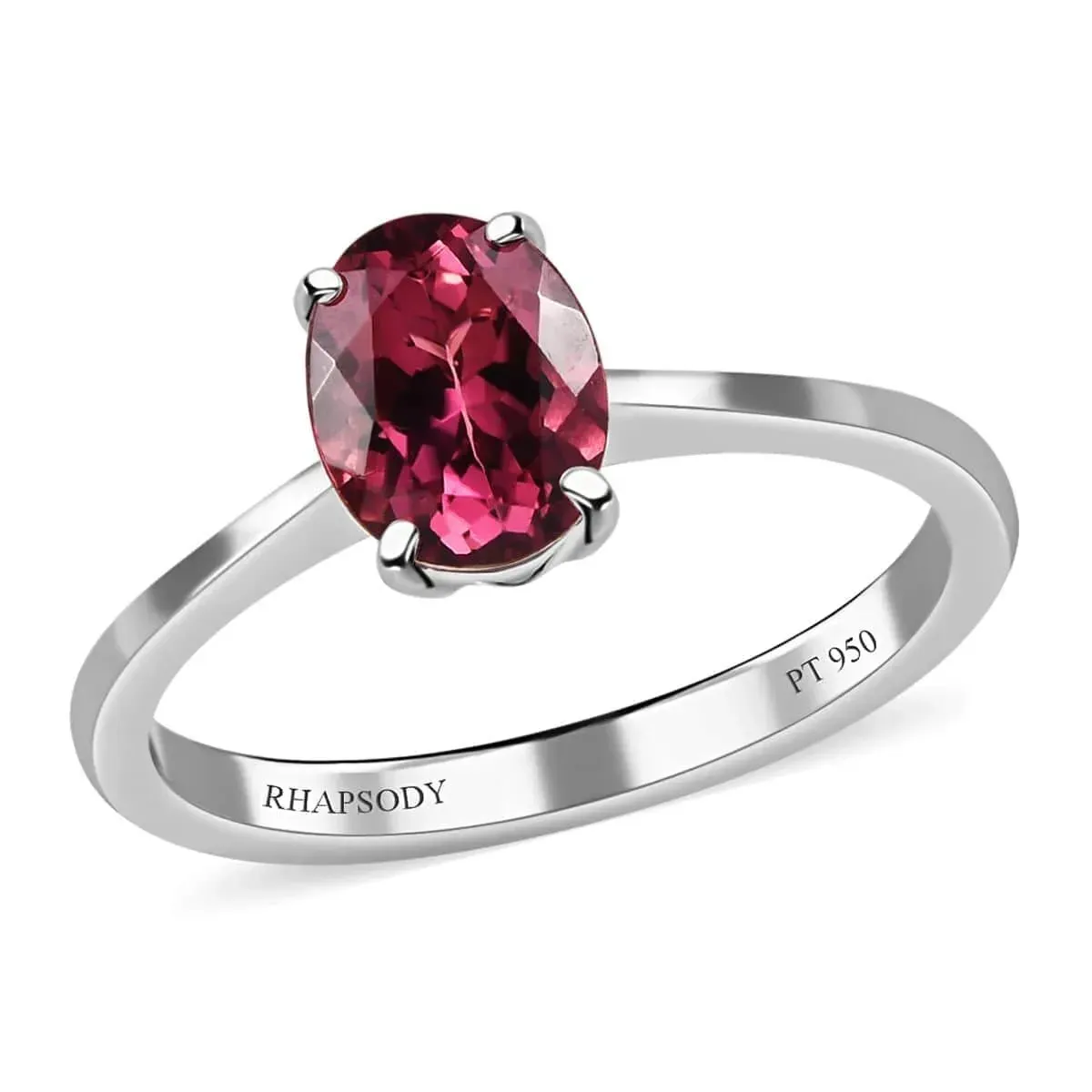 Rhapsody AAAA Ouro Fino Rubellite Ring, Rubellite Solitaire Ring, 950 Platinum Ring, Wedding Ring 