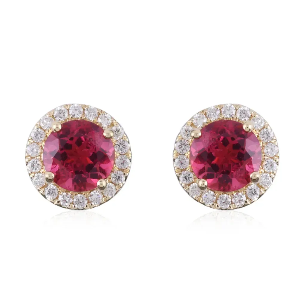 Rubellite stud earrings.
