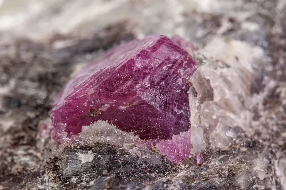 Raw ruby gem in host rock. 