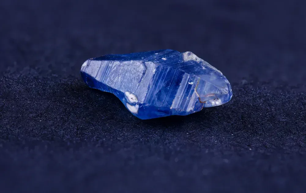 Sapphire crystal from Ratnapura, Sri Lanka.