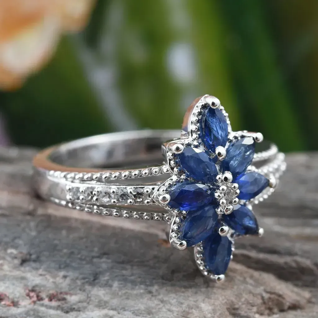 Burmese sapphire floral ring. 